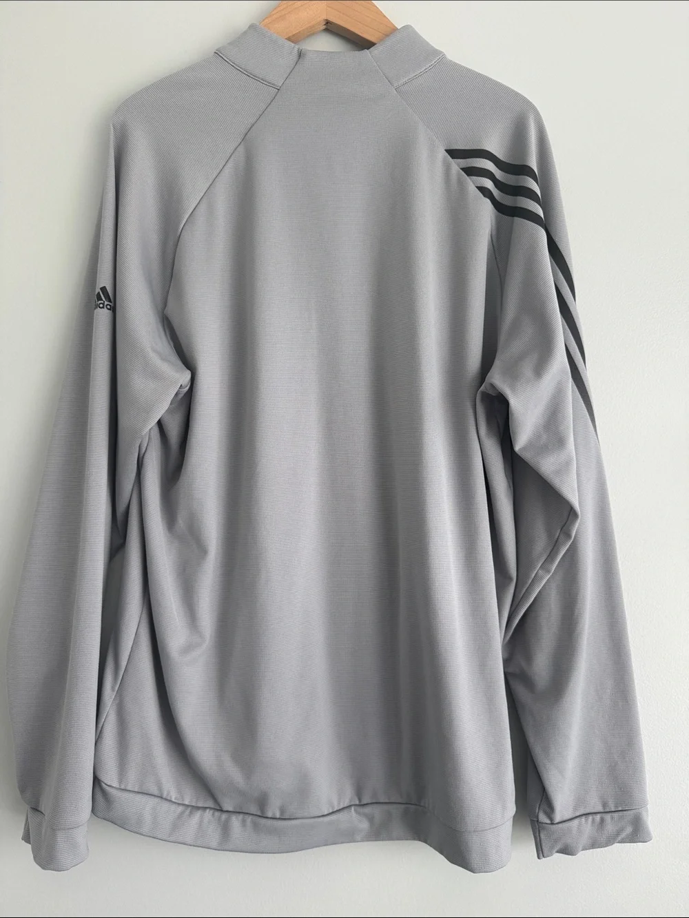 adidas Light Gray Quarter-Zip Performance Pullover Size Large